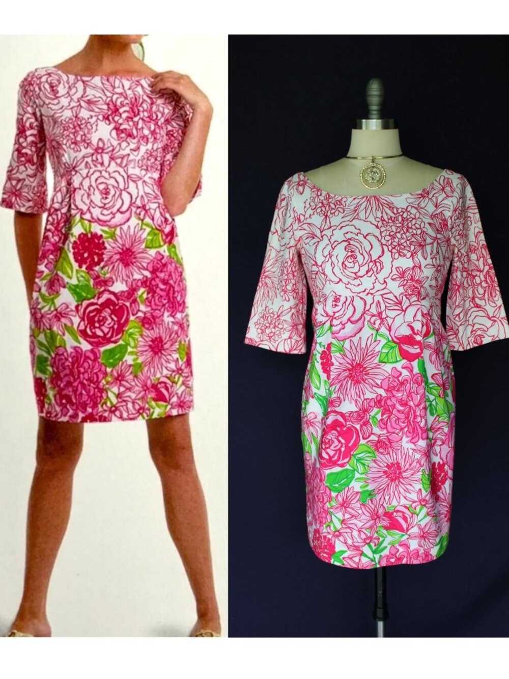 Lilly Pulitzer LIVIE shift dress Color by numbers Rose silk tunic princess dress